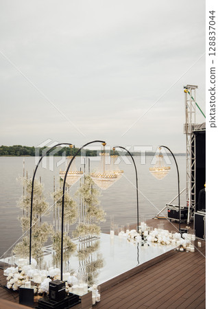 Luxury wedding photo zone with day lights 128837044