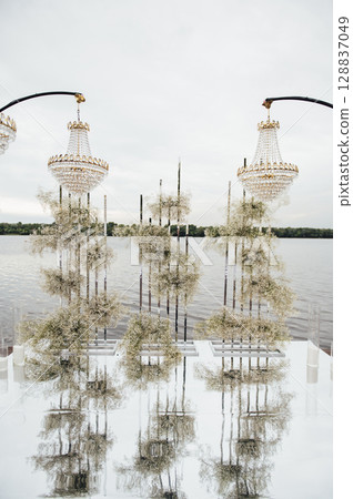 Luxury wedding photo zone with day lights Luxury wedding photo zone with day lights 128837049