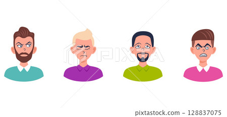 Portraits of man. Boy Avatar. Male emotions. Portraits of man. Boy Avatar. Male emotions. 128837075