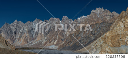 The autumn scenery with Tupopdan, Passu Cathedral or Passu Cones, is a mountain in northern Pakistan 128837306