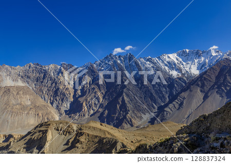The autumn scenery with Tupopdan, Passu Cathedral or Passu Cones, is a mountain in northern Pakistan 128837324