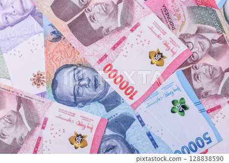 Rupiah money, Indonesian banknotes for buying and selling goods and exchanging for other currencies 128838590
