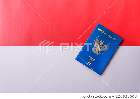 Indonesian passport for travelling, flying and doing business 128838608