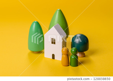 Conceptual background with house, property investment or property 128838650