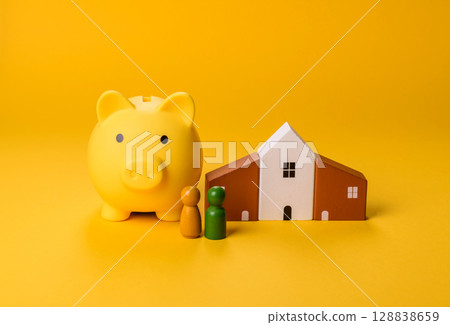 Conceptual background with house, property investment or property 128838659