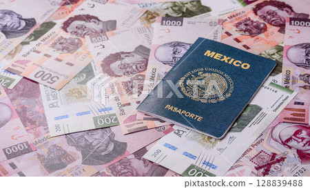 Mexican passport for travelling, flying and doing business 128839488