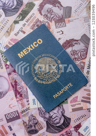 Mexican passport for travelling, flying and doing business 128839496