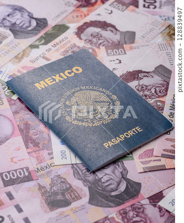 Mexican passport for travelling, flying and doing business 128839497