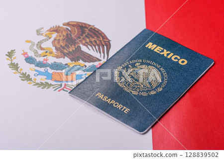 Mexican passport for travelling, flying and doing business 128839502
