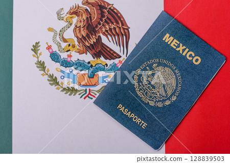 Mexican passport for travelling, flying and doing business 128839503