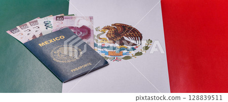 Mexican passport for travelling, flying and doing business 128839511