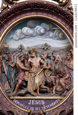 10th Stations of the Cross, Jesus is stripped of His garments, Carthusian monastery in Pleterje, Slovenia 10th Stations of the Cross, Jesus is stripped of His garments, Carthusian monastery in Pleterje, Slovenia 128839651