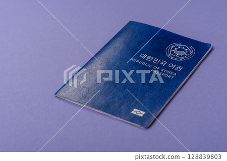 Korean passport for travelling, flying and doing business. South korea document 128839803
