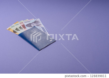 Korean passport for travelling, flying and doing business. South korea document 128839811