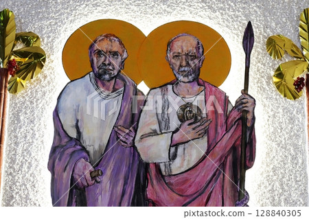 St. Simon and St. Judas Thaddaeus on tha altar of the church of Saint Blaise in Zagreb, Croatia St. Simon and St. Judas Thaddaeus on tha altar of the church of Saint Blaise in Zagreb, Croatia 128840305