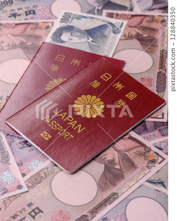 Japanese passport for travelling, flying and doing business 128840350