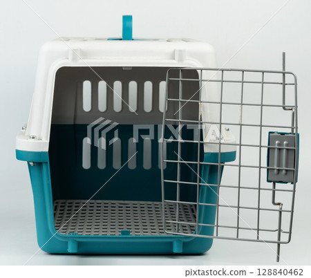 Pet carrier designed for travel and safety, perfect for small animals and pets 128840462