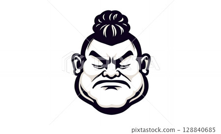 Angry osumosan rikishi sumotori face isolated on a white background. Cartoon style logo emblem. Simplistic minimalist logo of Japanese man sumo wrestler head icon Angry osumosan rikishi sumotori face isolated on a white background. Cartoon style logo emblem. Simplistic minimalist logo of Japanese man sumo wrestler head icon 128840685