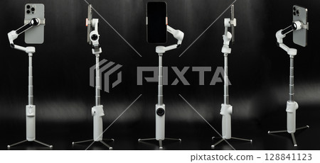 Tripod with gimbal and smartphone 128841123