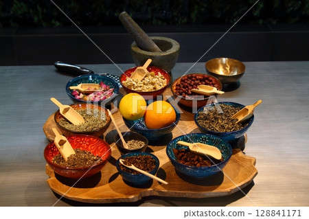 small appetizer dishes prepared for cocktail and local food small appetizer dishes prepared for cocktail and local food 128841171