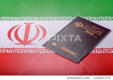 Iranian passport for travelling, flying and doing business. Iran document, id Iranian passport for travelling, flying and doing business. Iran document, id 128841378