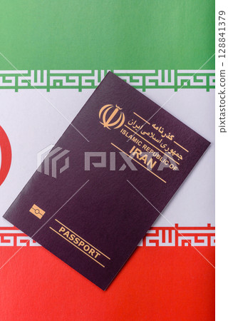 Iranian passport for travelling, flying and doing business. Iran document, id Iranian passport for travelling, flying and doing business. Iran document, id 128841379