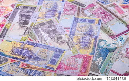 Iranian paper money, banknotes, rial currency for business and financial settlements. Iranian money Iranian paper money, banknotes, rial currency for business and financial settlements. Iranian money 128841386