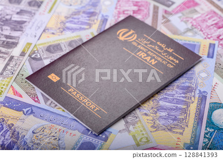 Iranian passport for travelling, flying and doing business. Iran document, id Iranian passport for travelling, flying and doing business. Iran document, id 128841393