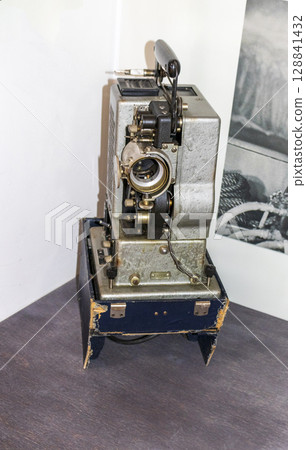 Shot of the vintage, old, obsolete movie film projector 128841432