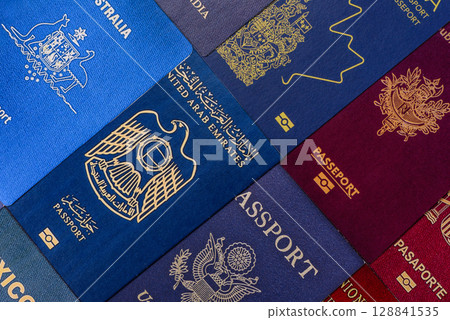 Passports of citizens of different countries of the world 128841535