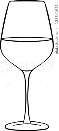 simple vector icon, elegant glass of wine, black and white hand-drawn icon 128841631