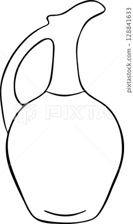 simple vector icon elegant clay wine jug, black and white hand-drawn icon 128841633