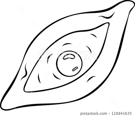 simple vector khachapuri icon, Georgian national cuisine, black and white hand-drawn icons 128841635