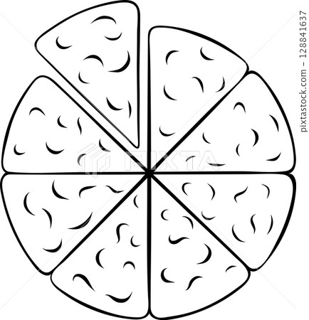 simple vector icon Ossetian pie, Georgian national cuisine, black and white hand-drawn icons 128841637
