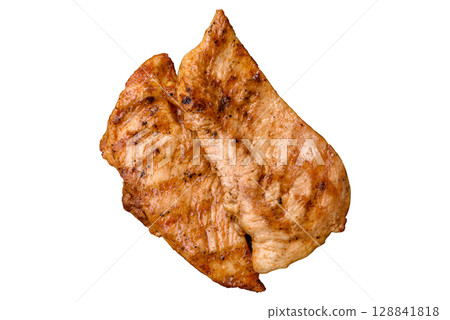 Chicken breast, grilled fillet, meat meal on a plate 128841818