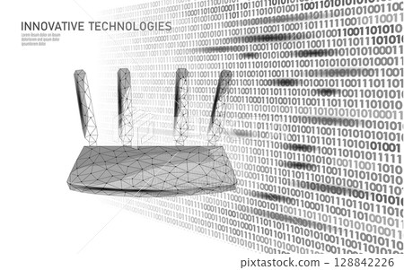 Wireless router concept illustration. Network connection communication technology design. Internet wifi signal digital information. Low poly style gray color white background vector Wireless router concept illustration. Network connection communication technology design. Internet wifi signal digital information. Low poly style gray color white background vector 128842226