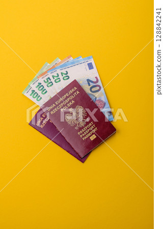 Poland passport for travelling, flying and doing business. Polish document, id Poland passport for travelling, flying and doing business. Polish document, id 128842241