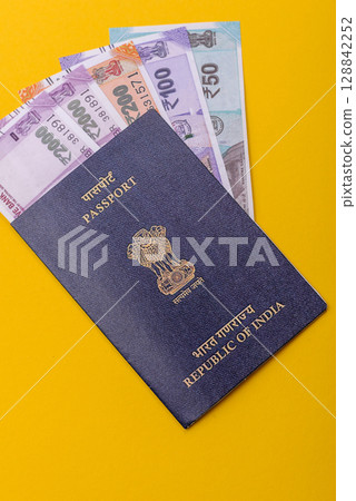 Indian passport for travelling, flying and doing business. India document, id Indian passport for travelling, flying and doing business. India document, id 128842252