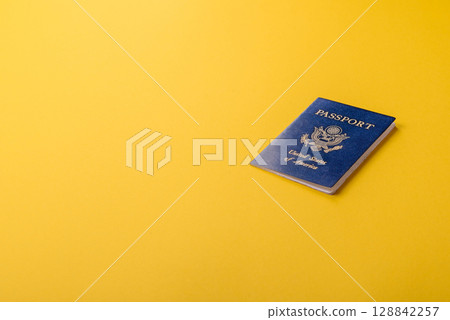 US passport for travelling, flying and doing business. USA document, id 128842257