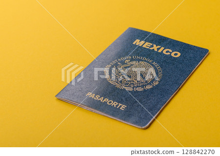 Mexican passport for travelling, flying and doing business. Mexico document, id 128842270