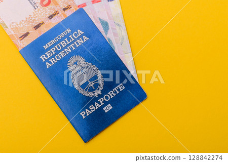 Argentine passport for travelling, flying and doing business. Argentina document, id 128842274
