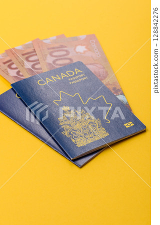 Canadian passport for travelling, flying and doing business. Canada document, id Canadian passport for travelling, flying and doing business. Canada document, id 128842276