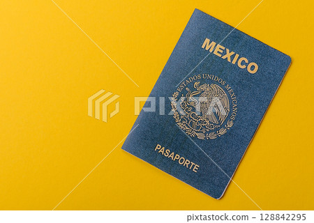 Mexican passport for travelling, flying and doing business. Mexico document, id 128842295