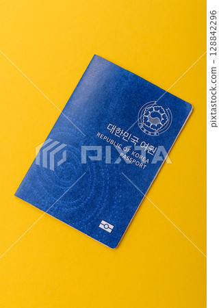 Korean passport for travelling, flying and doing business. South korea document, id 128842296