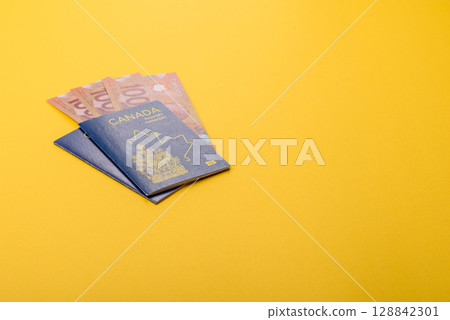 Canadian passport for travelling, flying and doing business. Canada document, id Canadian passport for travelling, flying and doing business. Canada document, id 128842301