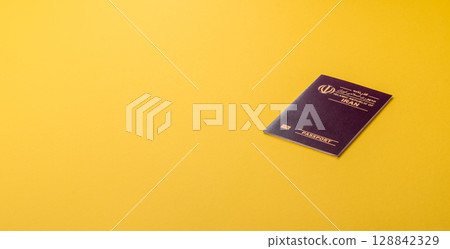 Iranian passport for travelling, flying and doing business. Iran document, id Iranian passport for travelling, flying and doing business. Iran document, id 128842329