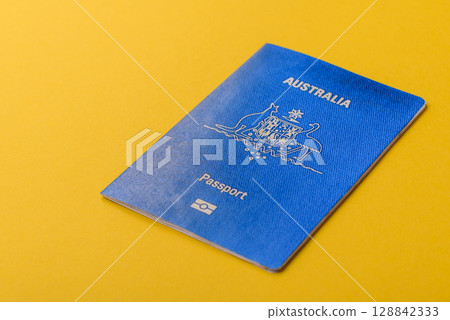 Australian passport for travelling, flying and doing business. Australia document, id 128842333