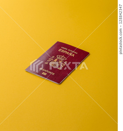 Spain passport for travelling, flying and doing business. Spanish document, id Spain passport for travelling, flying and doing business. Spanish document, id 128842347