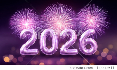 inflatable balloons numbers 2026 with fireworks for the holiday 128842611