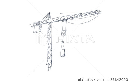 Building crane sketch Building crane sketch 128842690